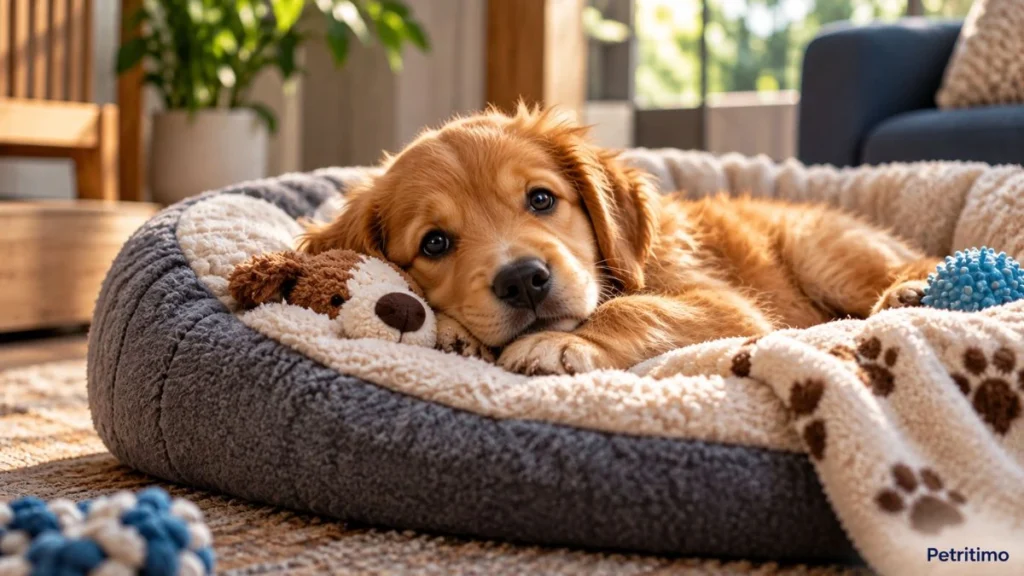 Como cuidar de um cachorro filhote nos primeiros dias 6 cachorro filhote dormindo em cama confortável nos primeiros dias em casa